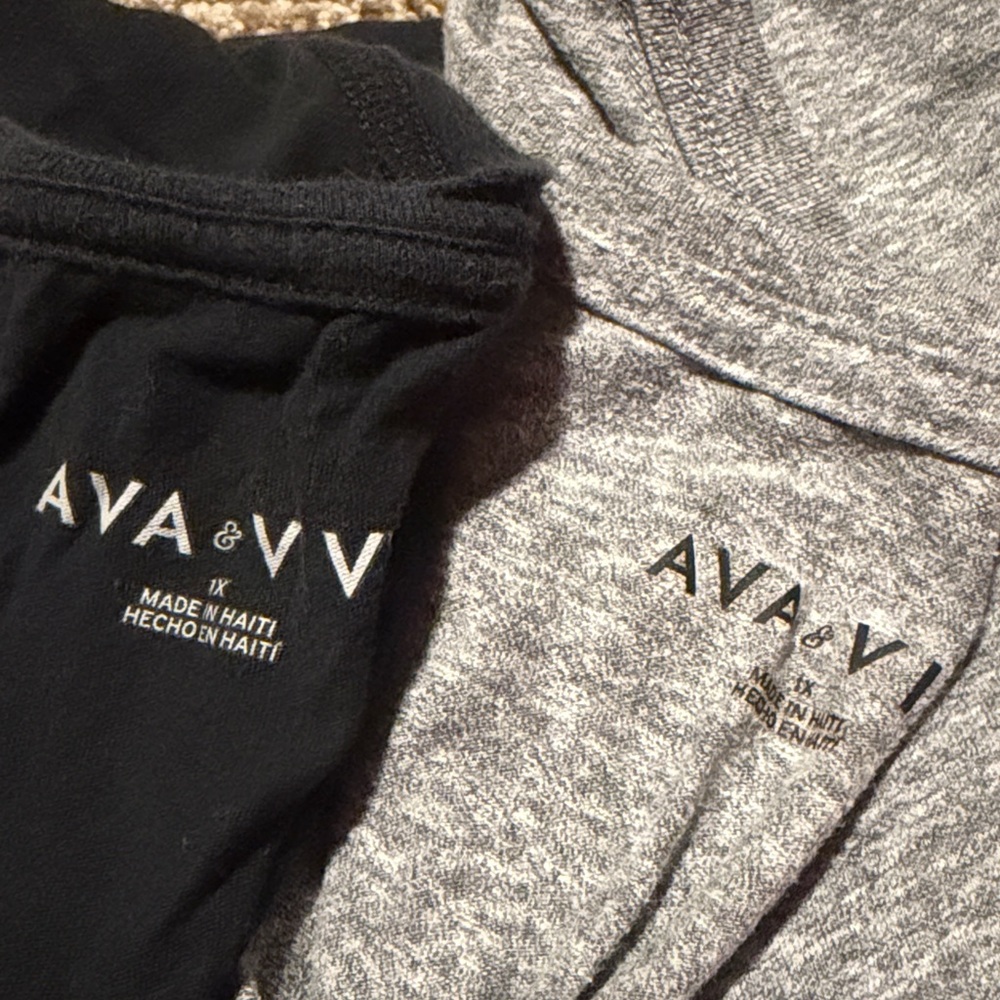 Set of 2 Ava & Viv short sleeve v-neck Ts (1X)